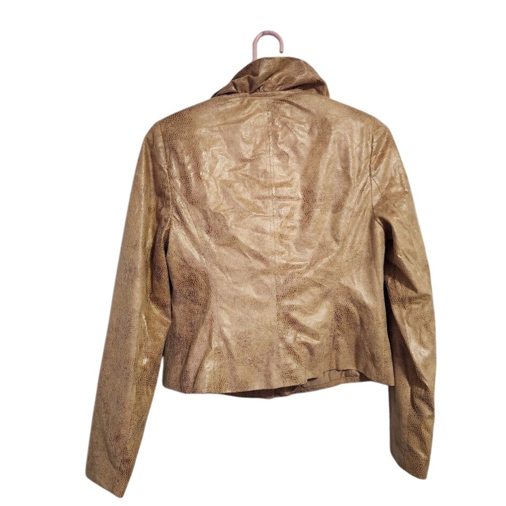INC Python Snake Print Ruffle Blazer Jacket McBling Tan PS - Picture 2 of 6
